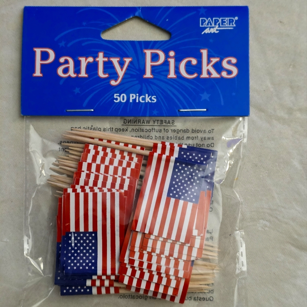 Paper Party Picks with American Flag Design